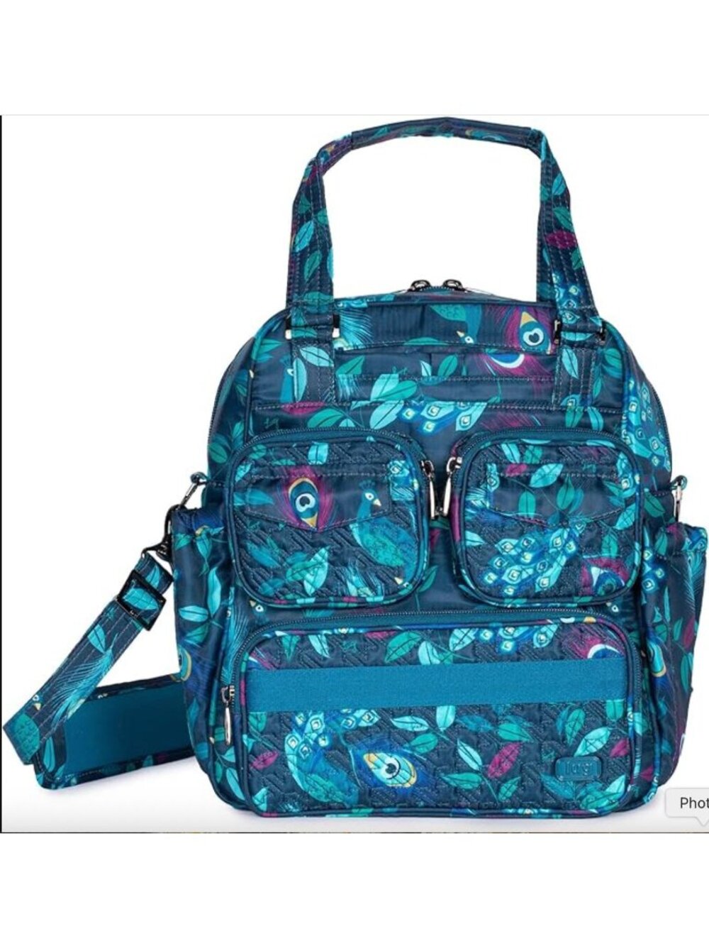 Lug Mini Puddle Jumper Convertible Tote Backpack Crossbody Bag Peacock Multi